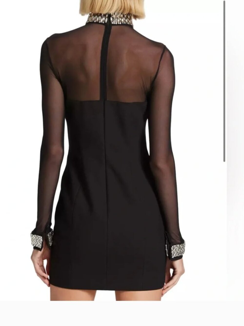 Cinq à Sept Black Mesh Embellished Crystal Rhinestone Dress Size 2 - Picture 6 of 6
